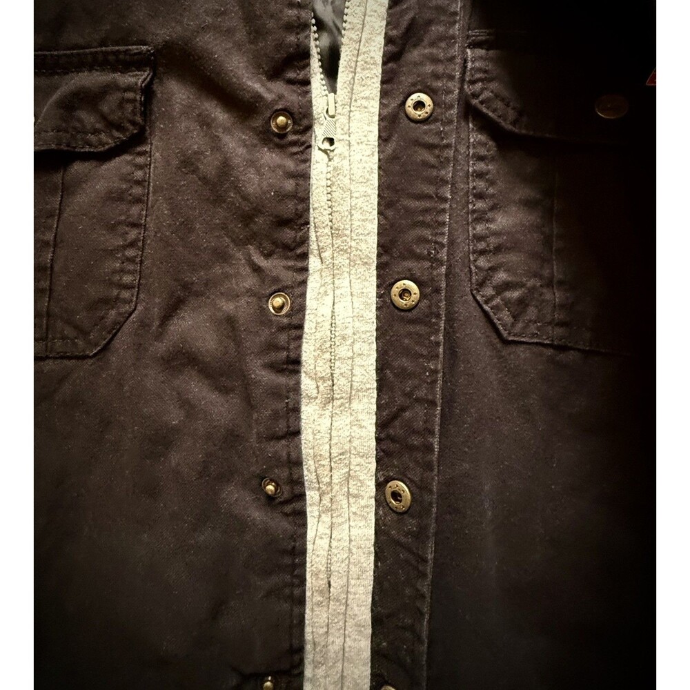 Dickies Jacket Mens XL Black Duck Fleece Hooded Quilted Lined Canvas Snap Zip - Picture 2 of 10